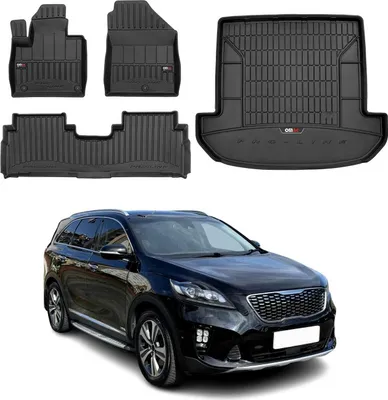 Obrázok produktu pre Sada podlahových rohoží a vložiek do kufra OMAC pre Kia Sorento 2015-2025 čierna guma 4x