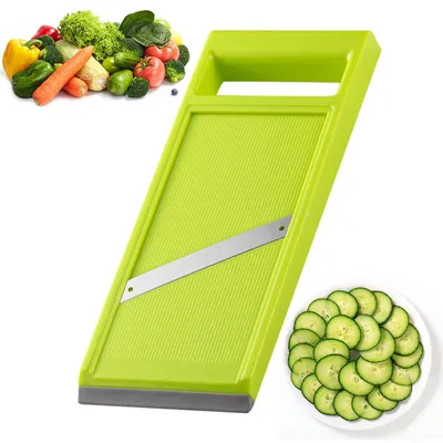 Produktbild von Gemüse-Mandoline, Handgehaltener Gurkenschneider aus Edelstahl, Küchenreibe mit Ergonomischem Griff für Kartoffeln, Käse, Zwiebeln