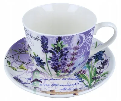 Produktbild von Easy Life Romantik Jumbo Tasse 350 ml mit Untertasse Geschenkbox Lavendel