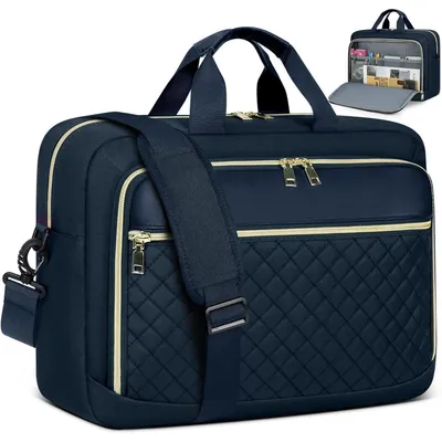 Immagine prodotto di Borsa per laptop da 17,3 pollici, borsa da lavoro per donna, custodia per computer, borsa per notebook, tracolla, blu navy, impermeabile