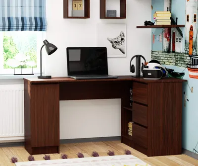 Produktbild von Schreibtisch mit Stauraum | Bürotisch | 3 Schubladen & Regalablage