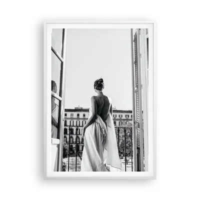 Produktbild von Gerahmtes Poster - Weißer Rahmen - Sinnlich Frau Balkon - 70x100 cm - Wand Bild - Wanddeko - Wandbilder - Kunstposter - Wandposter - Bilderrahmen - Bilder - Kunstdruck - P2WPA70x100-5179