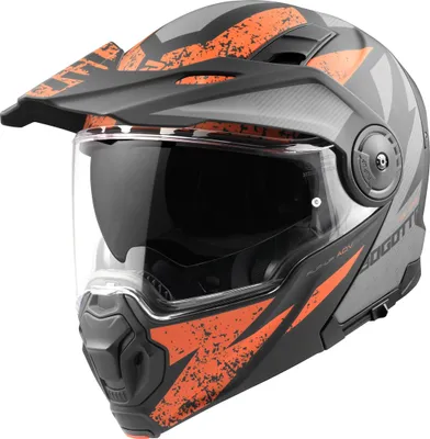 Obrázek produktu pro Přilba Bogotto FG-102 Safari z laminátu, skládací enduro přilba, matná černá/šedá/oranžová, velikost XL