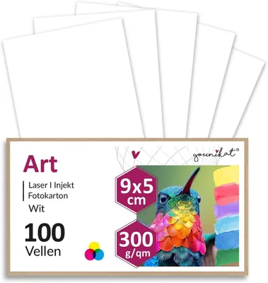 Imagen del producto de Tarjetas blancas Bristol, 9 x 5 cm, 100 unidades, 300 g/m², para proyectos creativos