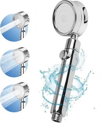 Immagine prodotto di Soffione doccia ad alta pressione, con filtro, a tre getti, moltiplicatore di pressione, smontabile e facile da pulire, bianco porcellana, ideale per il bagno
