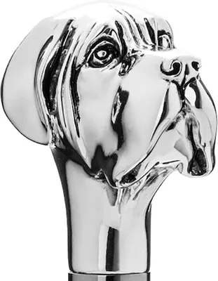 Produktbild von Eleganter Gehstock mit Griff Labrador Hund mit Silber bezieht - Spazierstock zur Hochzeit oder Feier - H. 93 cm