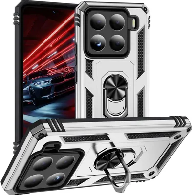Produktbild von Mobigear Armor ring  Xiaomi 15 Hülle Hardcase Backcover Stoßfest mit Ringhalter - Silber