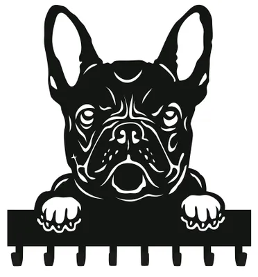 Wandschlüsselhalter mit 8 Haken, Französische Bulldogge, Metall