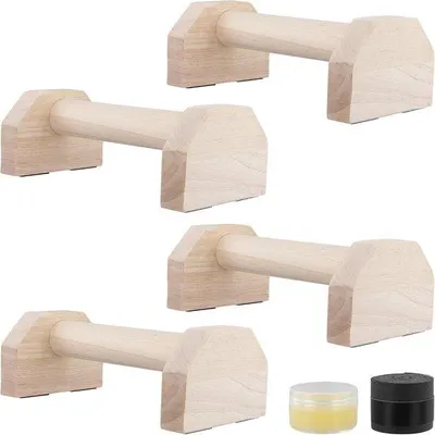 Productafbeelding van 4 stuks push-upgrepen van hout, antislip, handstaandgrepen, parallelle calisthenics handgrepen, push-upstangen voor
