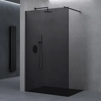 Produktbild von doporro Duschwand für Dusche Duschabtrennung 140x200cm Schwarz Walk-In Dusche 8mm ESG-Sicherheitsglas Vollsatiniert inkl. NANO Bremen01VG