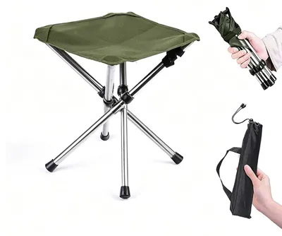 Produktbild von Campinghocker Klapphocker Faltstuhl - 28 cm - Armeegrün - Belastbar bis 120 kg - Für Camping und Angeln