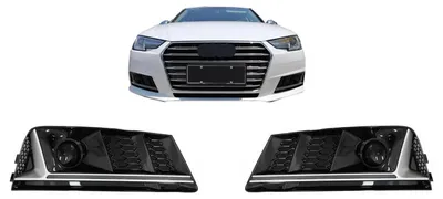Immagine prodotto di Griglie inferiori per paraurti ACC, coperture per Audi A4 B9 2016-2018, stile RS4, colore argento.