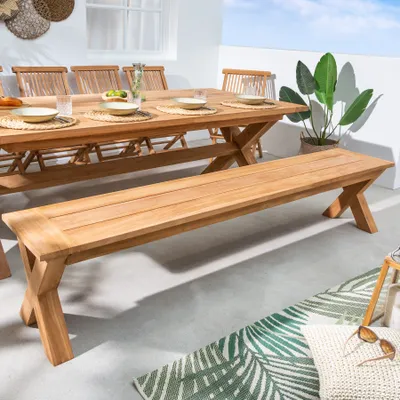 Produktbild von Invicta Interior Gartenbank EMPIRE Teakholz massiv natur wetterfest 220 x 45 x 40 cm, silbergraue Patina