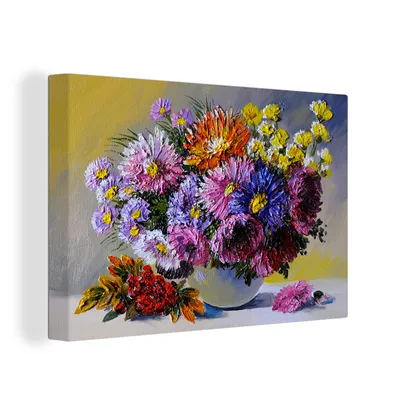 Produktbild von OneMillionCanvasses® - Leinwandbilder - 150x100 cm, Ölfarbe - Blumen - Stilleben, Wandbilder Kunstdruck Wanddekoration