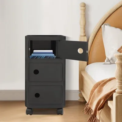 Image de Table d'appoint avec roulettes et 3 niveaux - En plastique - Pour chambre et salon