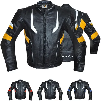 Produktbild von Motorradjacke Motorrad Lederjacke Kombijacke, Größe:58/3XL, Farbe:Gelb