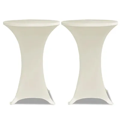 Produktbild von vidaXL 2 x Tischhusse für Stehtisch Stretchhusse Ø80 cm cremefarben
