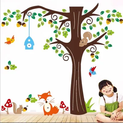 Produktbild von Dekorative Wandaufkleber mit Baum- und Tiermotiven: Bäume und Tiere
