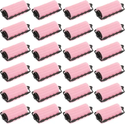 Produktbild von 24 Stück Schwamm-Lockenwickler für hitzefreies Styling, selbsthaftend, für kurze Haare, pink