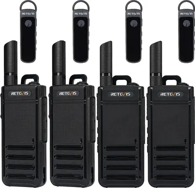 Zdjęcie produktu dla Retevis RB639P Bluetooth walkie-talkie dla dorosłych, mini radio ze słuchawkami, VOX, USB-C, PMR446 Profesjonalne 2-kierunkowe radio dla restauracji (czarne, 4 sztuki)