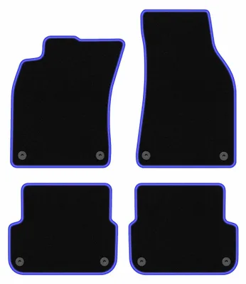 Produktbild von Velours-Fußmatten für Audi A6 C6 2004-2006 (Limousine/Kombi/Avant) – 4-tlg, Schwarz/Blau, passgenau – Wielganizator CARLUX