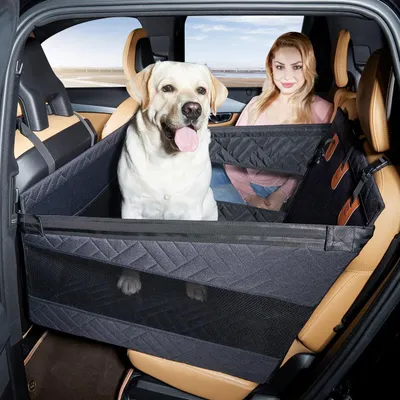 Produktbild von Hundeautostoel für große Hunde, wasserabweisende Matratze, L, sichere Rückbankabdeckung