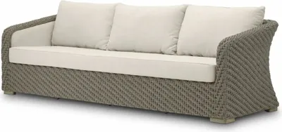 Produktbild von Casa Padrino Luxus Kunstrattan Garten Sofa Grau / Sandfarben 254 cm - Garten Möbel