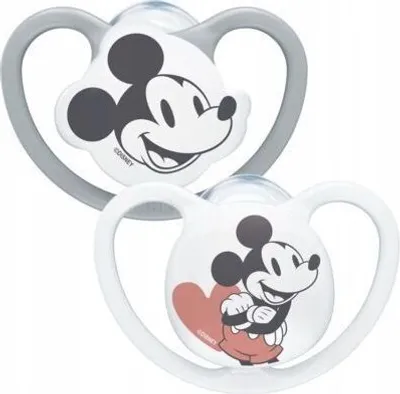 Obrázok produktu pre NUK silikónový cumlík Mickey 0-6 2KS šedá