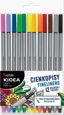 Immagine prodotto di Kidea Cienkopisy 12 Kolorów z Metalową Końcówką