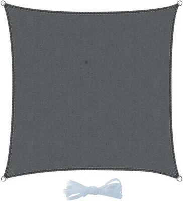 Image de Toile d'ombrage carrée 2,5 x 2,5 m, couleur anthracite, protection UV à 95 %, imperméable, pour terrasse, balcon, jardin