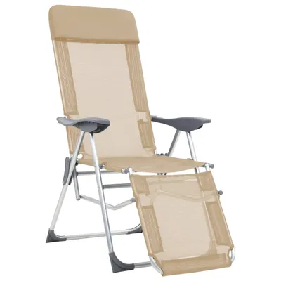 Produktbild von vidaXL Klappbare Liegestühle mit Fußteil 2 Stk. Creme Textilene