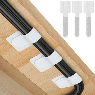 Kabelmanagement-Set, 50 Klett-Kabelhalter, selbstklebend, weiß