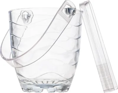 Image de Seau à glace - Récipient à glace - Avec pince - Poignée en verre - Pour bar et fête