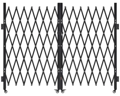 Produktbild von VEVOR Doppelfalt-Sicherheitstor, 382 × 214 cm (B × H) W Falt-Tor, Stahl-Akkordeon-Sicherheitstor, Flexibles erweiterbares Sicherheitstor, 360° rollendes Barrikadentor, Scherentor oder -tür mit Schlüsseln, 370x160,5 cm