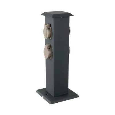Obrázok produktu pre Rozdeľovač napájania, 4 zásuvky, nerezová oceľ, sivý, H 34,5 cm, VT-1155-4