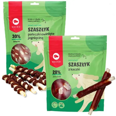 Zdjęcie produktu dla Maced Mix Przysmaków Dla Psa Pałeczki Wołowe Z Kaczką 500g + Szaszłyki Z Jagnięciną 500g