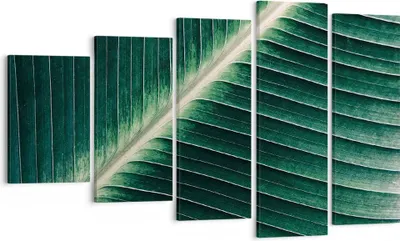 Produktbild von Bild auf Leinwand - Leinwandbild - 5 Teile - Grün Blatt Tropisch - 100x60cm - Wand Bild - Wanddeko - Wandbilder - Leinwanddruck - Bilder - Wanddekoration - Leinwand bilder - Wandbild - EG100x60-4126