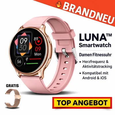 Image de LUNA™ Smartwatch montre fitness femme avec pouls & tracker d'activité pour Android & iOS - Couleur : or rose