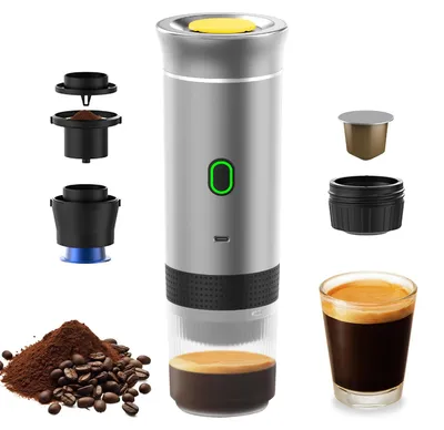 Tragbare Kaffeemaschine 3-in-1, 15 bar, 150 ml, kabellos, für Kapseln & Pulver