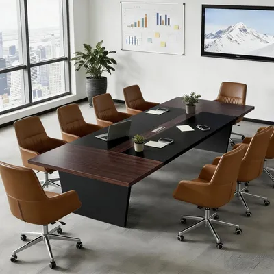 Obrázek produktu pro Konferenční stůl, rozměry 360x100x74 cm, černobílý, tloušťka desky 2,5 cm