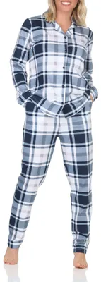 Obrázek produktu pro Dámské pyžamo Normann z jednoduchého žerzeje s knoflíky v kostkovaném vzhledu - také v plus size velikosti ; navy , 56