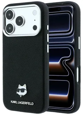 Obrázok produktu pre Puzdro Karl Lagerfeld Grained Choupette Head Metal MagSafe pre iPhone 18 Pro Max / 17 Pro Max, čierne
