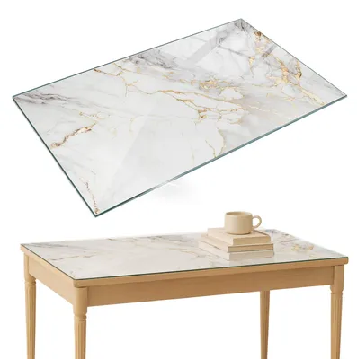 Produktbild von Glasplatte Tisch – Esstischplatte Glas – Tischplatte Glas – Glasarbeitsplatte Tisch – Glasplatte Esstisch – Pflegeleicht – Witterungsbeständig – 120x80 cm – Eleganter Marmor mit Adern