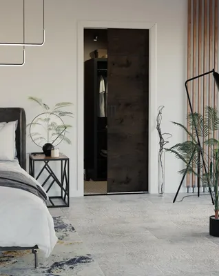 Produktbild von KIER FURNITURE Schiebetüren Evo Werdi Plus + Kassette, Rahmen 100cm, Esche Dunkel