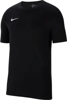 A black Nike t-shirt with a white Nike logo on the left chest.