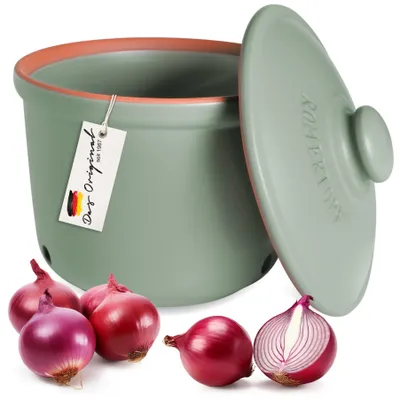 Produktbild von Römertopf MAXI Frischetopf, Grün, 2,8 Liter, aus atmungsaktiver Keramik für Zwiebeln & Gemüse mit dunklem Innenklima.
