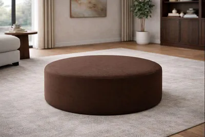 Productafbeelding van Brauner Rundhocker Polsterhocker Wohnzimmer Textil Fußhocker Möbel