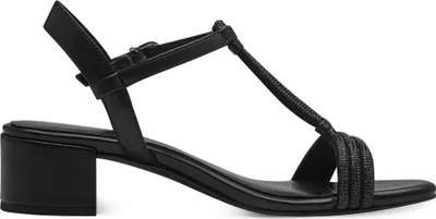 Produktbild von MARCO TOZZI Damen Sandalette T-Steg Blockabsatz Glitzersteine 2-28233-42, Größe:36 EU, Farbe:Schwarz