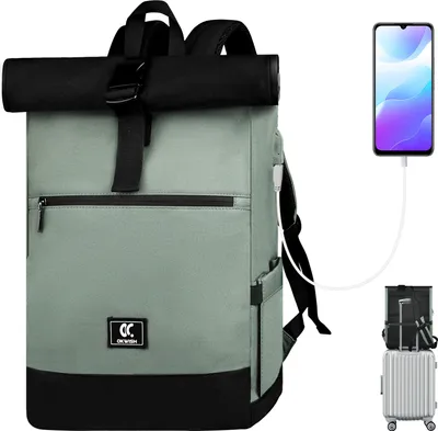 Produktbild von OKWISH Laptoprucksack RollTop Rucksack Herren Damen 25L-30L Schulrucksack rucksack wasserdicht