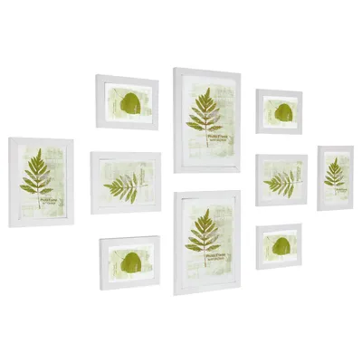 Produktbild von SONGMICS Bilderrahmen 10er Set, für 2 Fotos in 20 x 25 cm, 4 Fotos in 13 x 18 cm, 4 Fotos in 10 x 15 cm, Kunststoffscheibe, MDF, rustikales Weiß